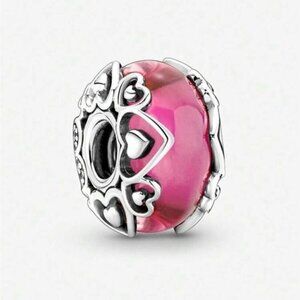 925 Sterling Silver Jewelry Pink Murano Glass Chain Love Charm